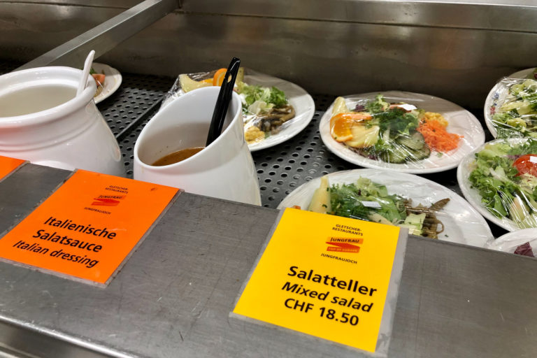 Switzerland is very expensive! A small salad like this cost nearly USD$20.